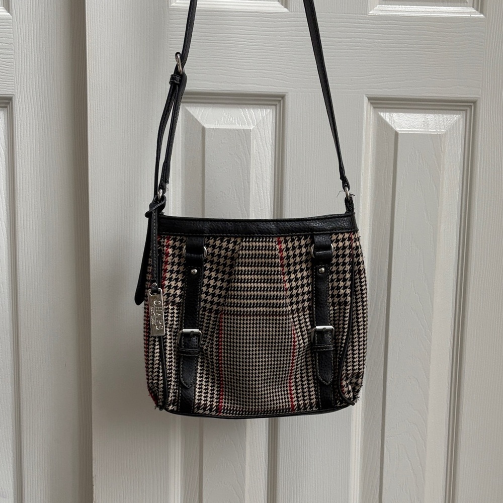 Chaps Houndstooth Crossbody Bag Purse | Classic Fall Winter